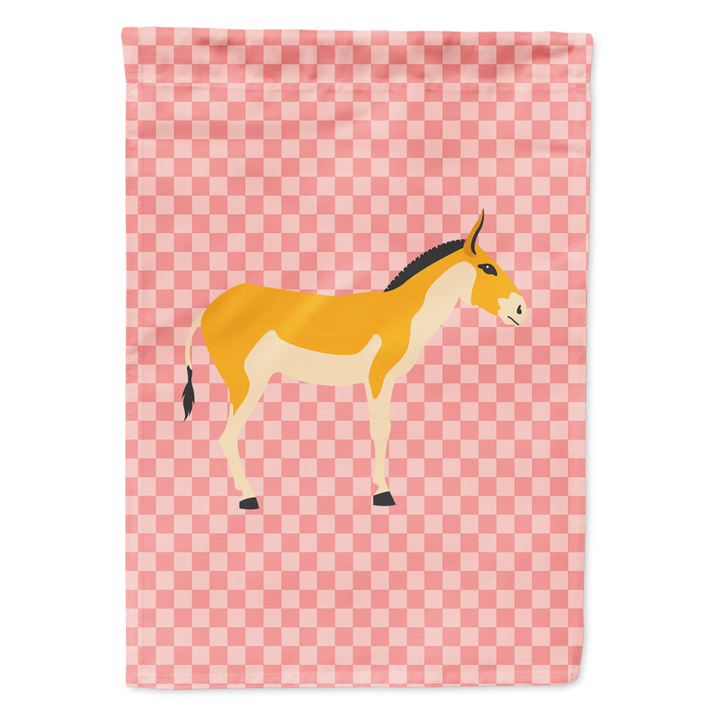 Turkmenian Kulan Donkey Pink Check House Flag 28x40 Porch Sleeve Pole Decorative Outside Yard Banner Artwork Wall Hanging, Polyester