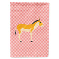 Turkmenian Kulan Donkey Pink Check House Flag 28x40 Porch Sleeve Pole Decorative Outside Yard Banner Artwork Wall Hanging, Polyester