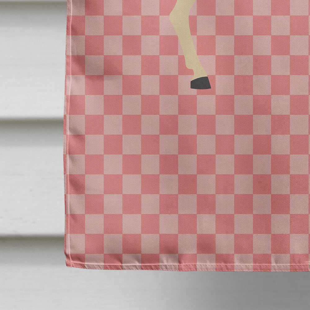 Turkmenian Kulan Donkey Pink Check House Flag 28x40 Porch Sleeve Pole Decorative Outside Yard Banner Artwork Wall Hanging, Polyester