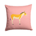 Turkmenian Kulan Donkey Pink Check Decorative Throw Pillow 14x14 Indoor Outdoor Accent Cushion, Fabric Cover with Insert for Sofa, Bed, Porch & Living Room