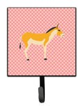 Turkmenian Kulan Donkey Pink Check Leash or Key Holder Wall Hooks, Key Hooks Holder, Coat Rack Wall Mount, Coat Hooks, Hooks for Hanging Keys, Towels, Aprons, Leashes