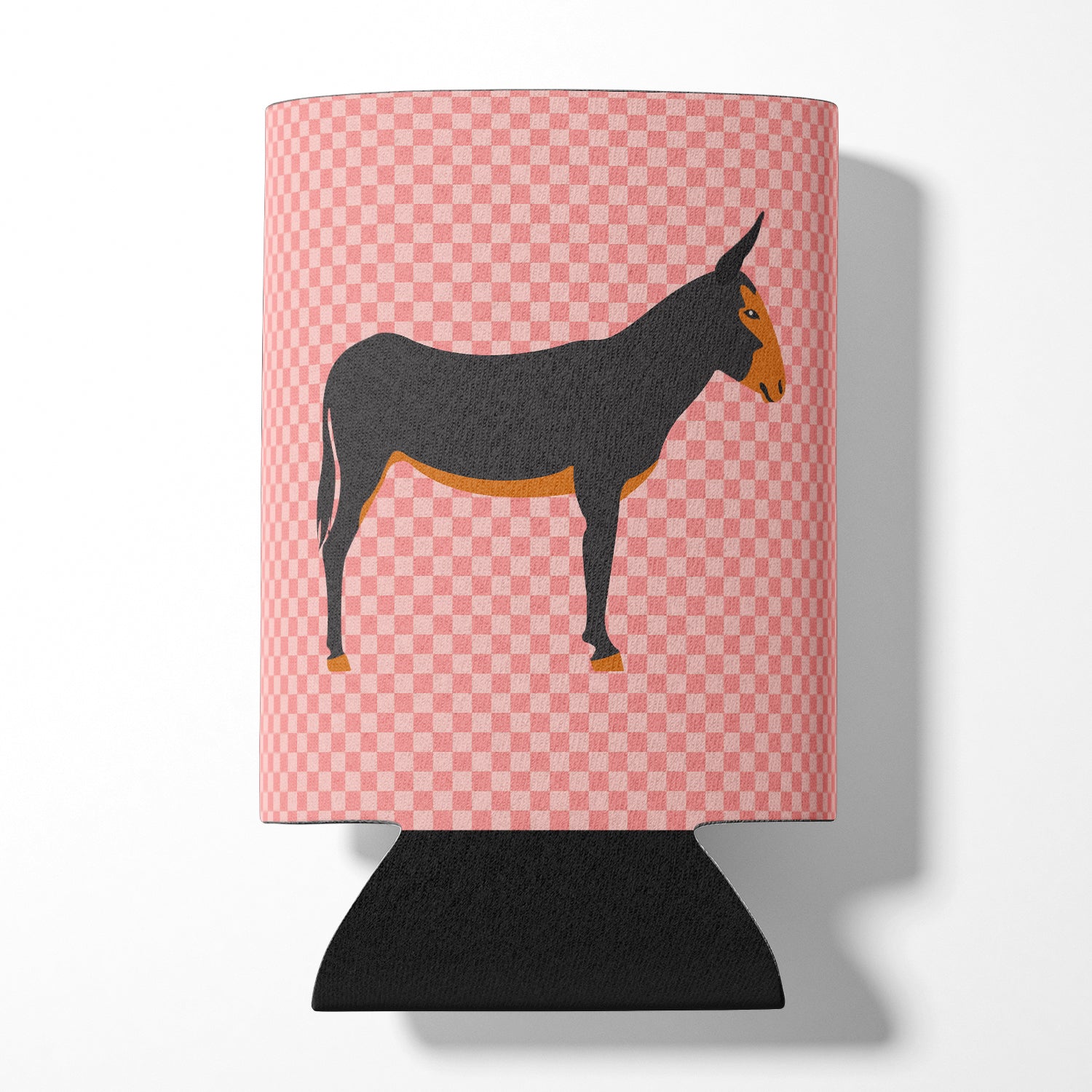 Catalan Donkey Pink Check Can or Bottle Hugger Cooler Sleeve for Standard 12 oz Cans, Insulated Foam Beer & Soda Can Hugger Reusable