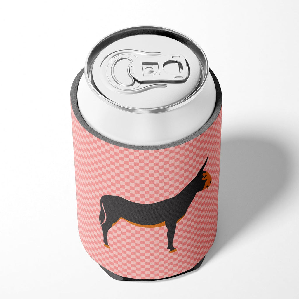 Catalan Donkey Pink Check Can or Bottle Hugger Cooler Sleeve for Standard 12 oz Cans, Insulated Foam Beer & Soda Can Hugger Reusable