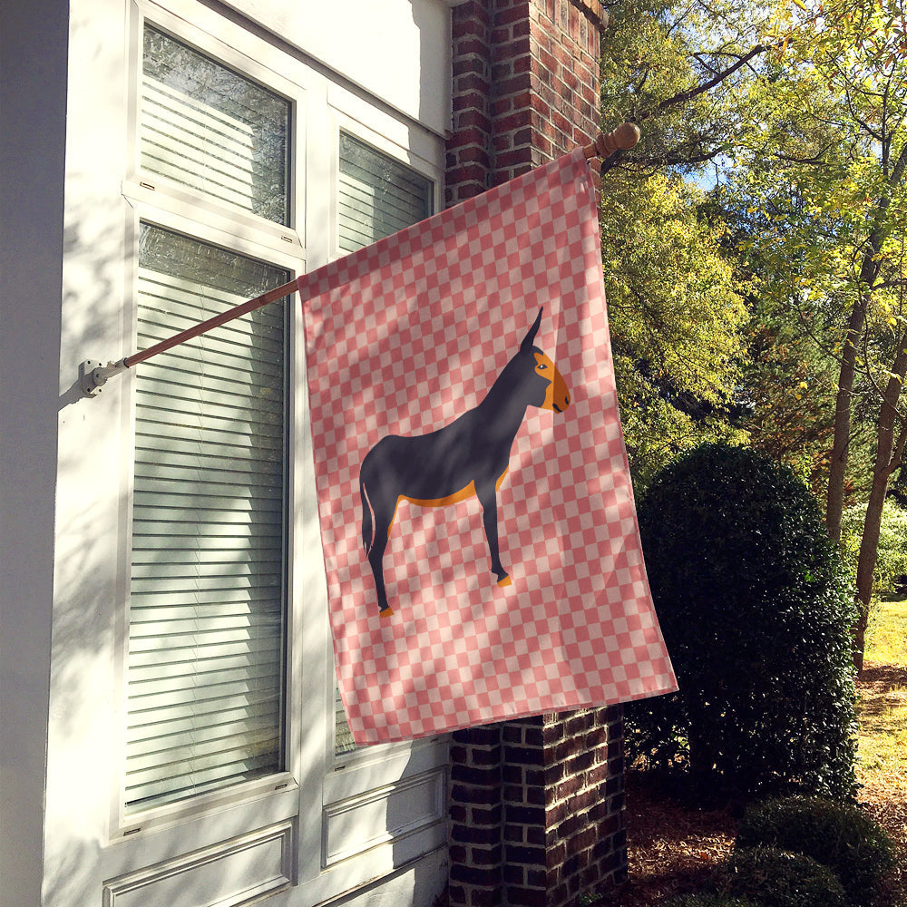 Catalan Donkey Pink Check House Flag 28x40 Porch Sleeve Pole Decorative Outside Yard Banner Artwork Wall Hanging, Polyester