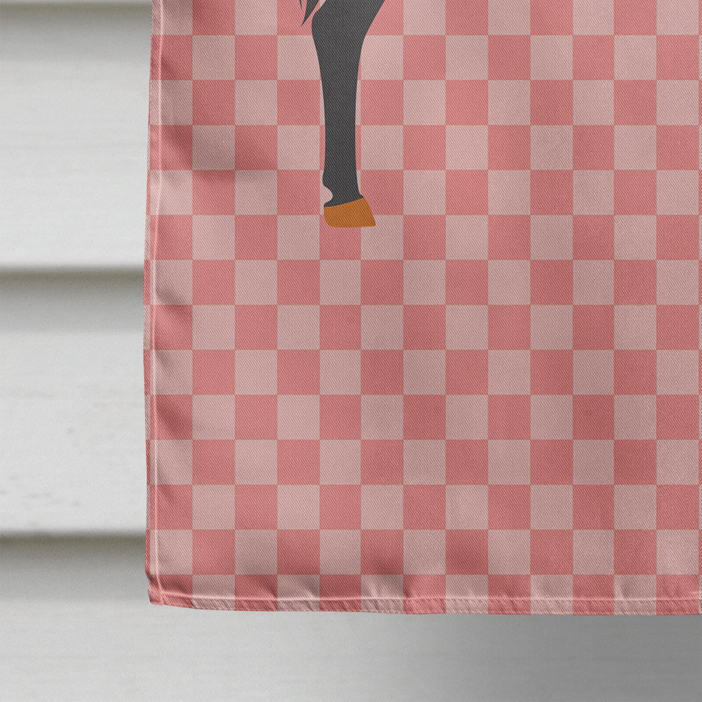 Catalan Donkey Pink Check House Flag 28x40 Porch Sleeve Pole Decorative Outside Yard Banner Artwork Wall Hanging, Polyester