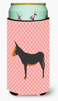 Catalan Donkey Pink Check Tall Boy Hugger Can Cooler Sleeve Machine Washable Drink Collapsible Insulator Beverage Insulated Holder
