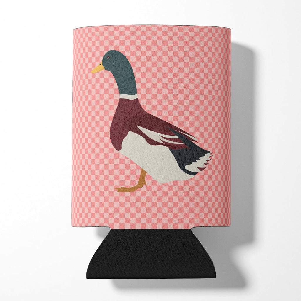 Rouen Duck Pink Check Can or Bottle Hugger Cooler Sleeve for Standard 12 oz Cans, Insulated Foam Beer & Soda Can Hugger Reusable