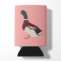 Rouen Duck Pink Check Can or Bottle Hugger Cooler Sleeve for Standard 12 oz Cans, Insulated Foam Beer & Soda Can Hugger Reusable