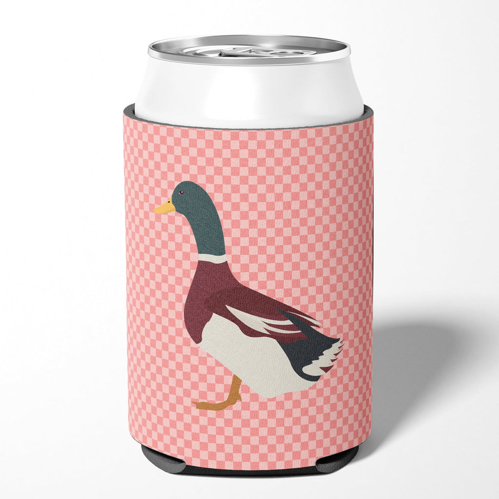 Rouen Duck Pink Check Can or Bottle Hugger Cooler Sleeve for Standard 12 oz Cans, Insulated Foam Beer & Soda Can Hugger Reusable