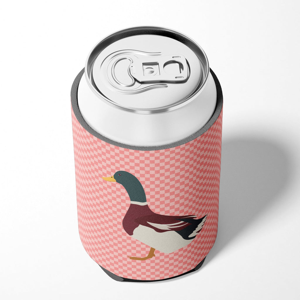Rouen Duck Pink Check Can or Bottle Hugger Cooler Sleeve for Standard 12 oz Cans, Insulated Foam Beer & Soda Can Hugger Reusable