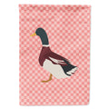 Rouen Duck Pink Check House Flag 28x40 Porch Sleeve Pole Decorative Outside Yard Banner Artwork Wall Hanging, Polyester