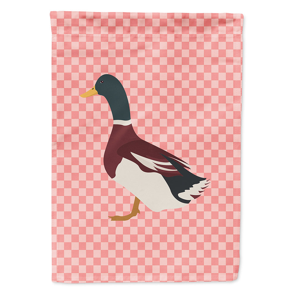 Rouen Duck Pink Check House Flag 28x40 Porch Sleeve Pole Decorative Outside Yard Banner Artwork Wall Hanging, Polyester