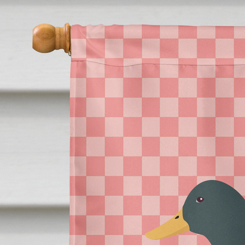 Rouen Duck Pink Check House Flag 28x40 Porch Sleeve Pole Decorative Outside Yard Banner Artwork Wall Hanging, Polyester