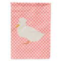 Crested Duck Pink Check House Flag 28x40 Porch Sleeve Pole Decorative Outside Yard Banner Artwork Wall Hanging, Polyester