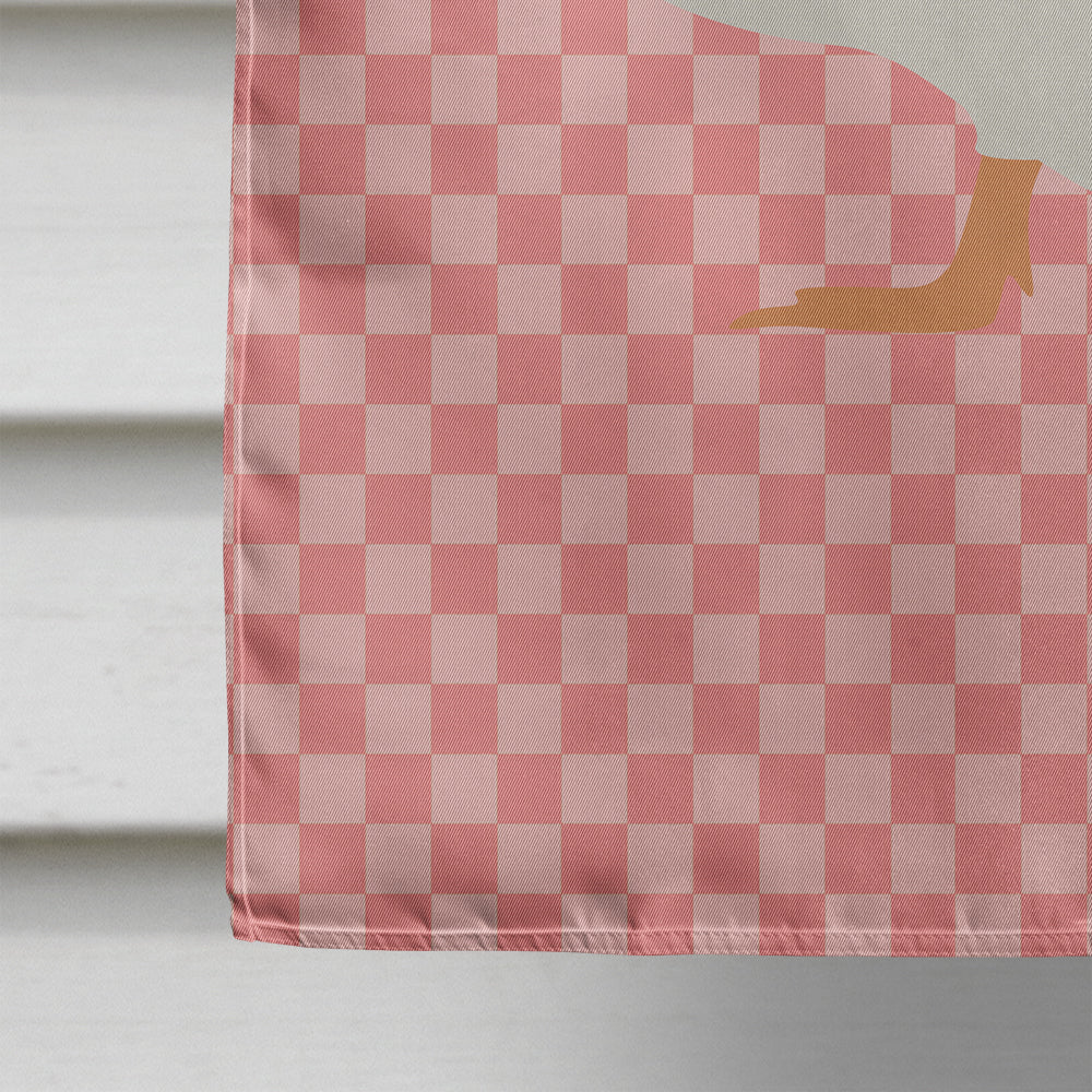 Crested Duck Pink Check House Flag 28x40 Porch Sleeve Pole Decorative Outside Yard Banner Artwork Wall Hanging, Polyester