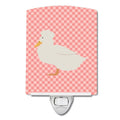 Crested Duck Pink Check Ceramic Night Light Compact, UL-Certified, Ideal for Bedroom, Bathroom, Nursery, Hallway, Kitchen, 6x4x3, Multicolor