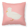 Crested Duck Pink Check Decorative Throw Pillow 18x18 Indoor Outdoor Accent Cushion, Fabric Cover with Insert for Sofa, Bed, Porch & Living Room