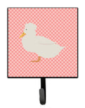 Crested Duck Pink Check Leash or Key Holder Wall Hooks, Key Hooks Holder, Coat Rack Wall Mount, Coat Hooks, Hooks for Hanging Keys, Towels, Aprons, Leashes