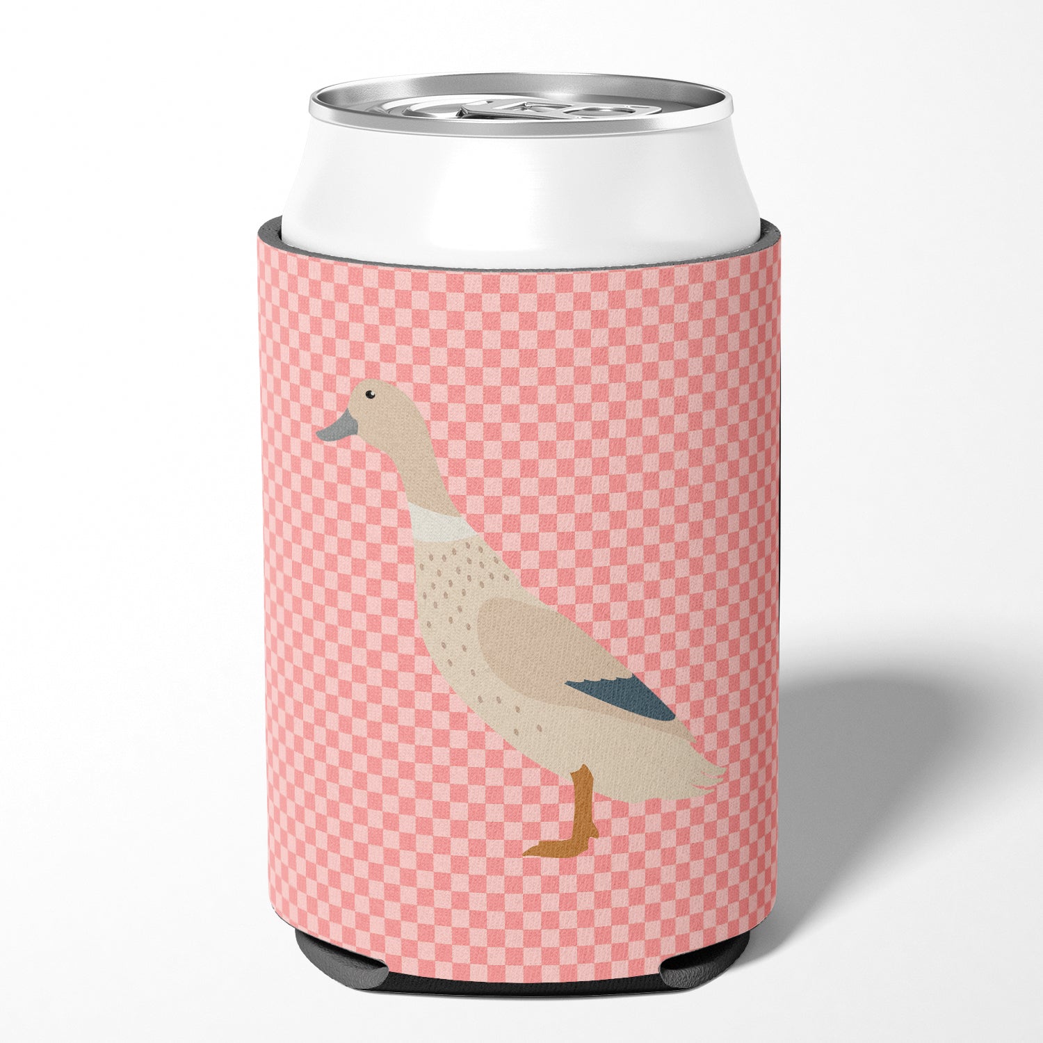 West Harlequin Duck Pink Check Can or Bottle Hugger Cooler Sleeve for Standard 12 oz Cans, Insulated Foam Beer & Soda Can Hugger Reusable