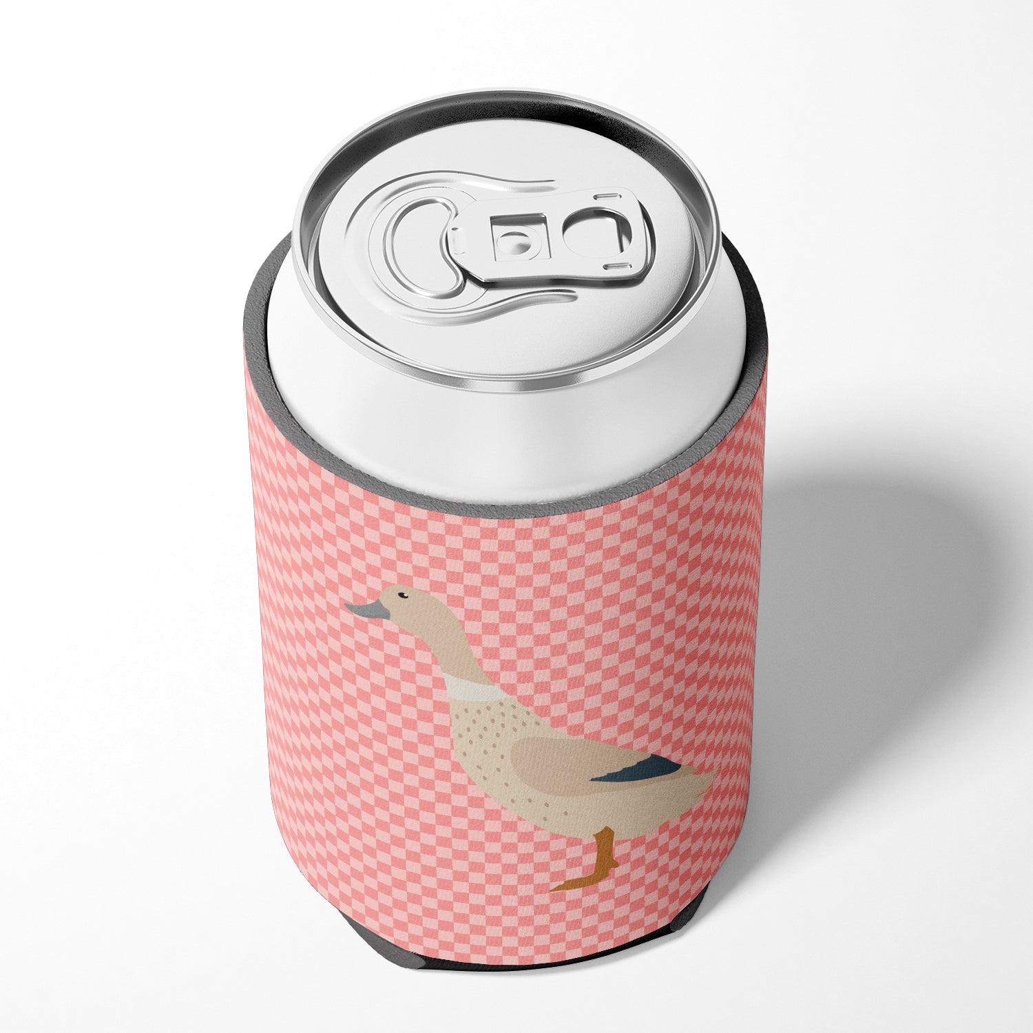 West Harlequin Duck Pink Check Can or Bottle Hugger Cooler Sleeve for Standard 12 oz Cans, Insulated Foam Beer & Soda Can Hugger Reusable