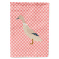 West Harlequin Duck Pink Check House Flag 28x40 Porch Sleeve Pole Decorative Outside Yard Banner Artwork Wall Hanging, Polyester