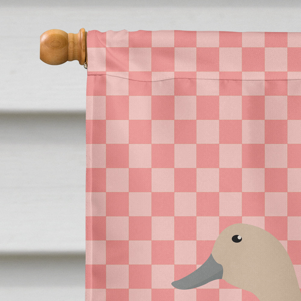 West Harlequin Duck Pink Check House Flag 28x40 Porch Sleeve Pole Decorative Outside Yard Banner Artwork Wall Hanging, Polyester