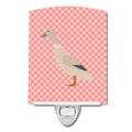 West Harlequin Duck Pink Check Ceramic Night Light Compact, UL-Certified, Ideal for Bedroom, Bathroom, Nursery, Hallway, Kitchen, 6x4x3, Multicolor