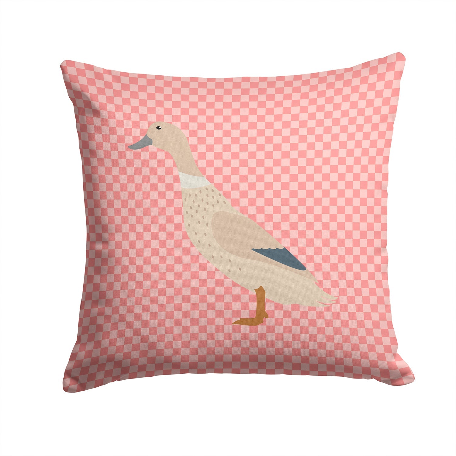 West Harlequin Duck Pink Check Decorative Throw Pillow 14x14 Indoor Outdoor Accent Cushion, Fabric Cover with Insert for Sofa, Bed, Porch & Living Room