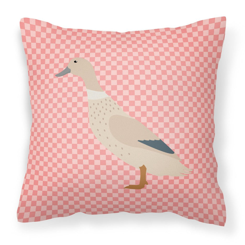 West Harlequin Duck Pink Check Decorative Throw Pillow 18x18 Indoor Outdoor Accent Cushion, Fabric Cover with Insert for Sofa, Bed, Porch & Living Room