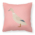 West Harlequin Duck Pink Check Decorative Throw Pillow 18x18 Indoor Outdoor Accent Cushion, Fabric Cover with Insert for Sofa, Bed, Porch & Living Room