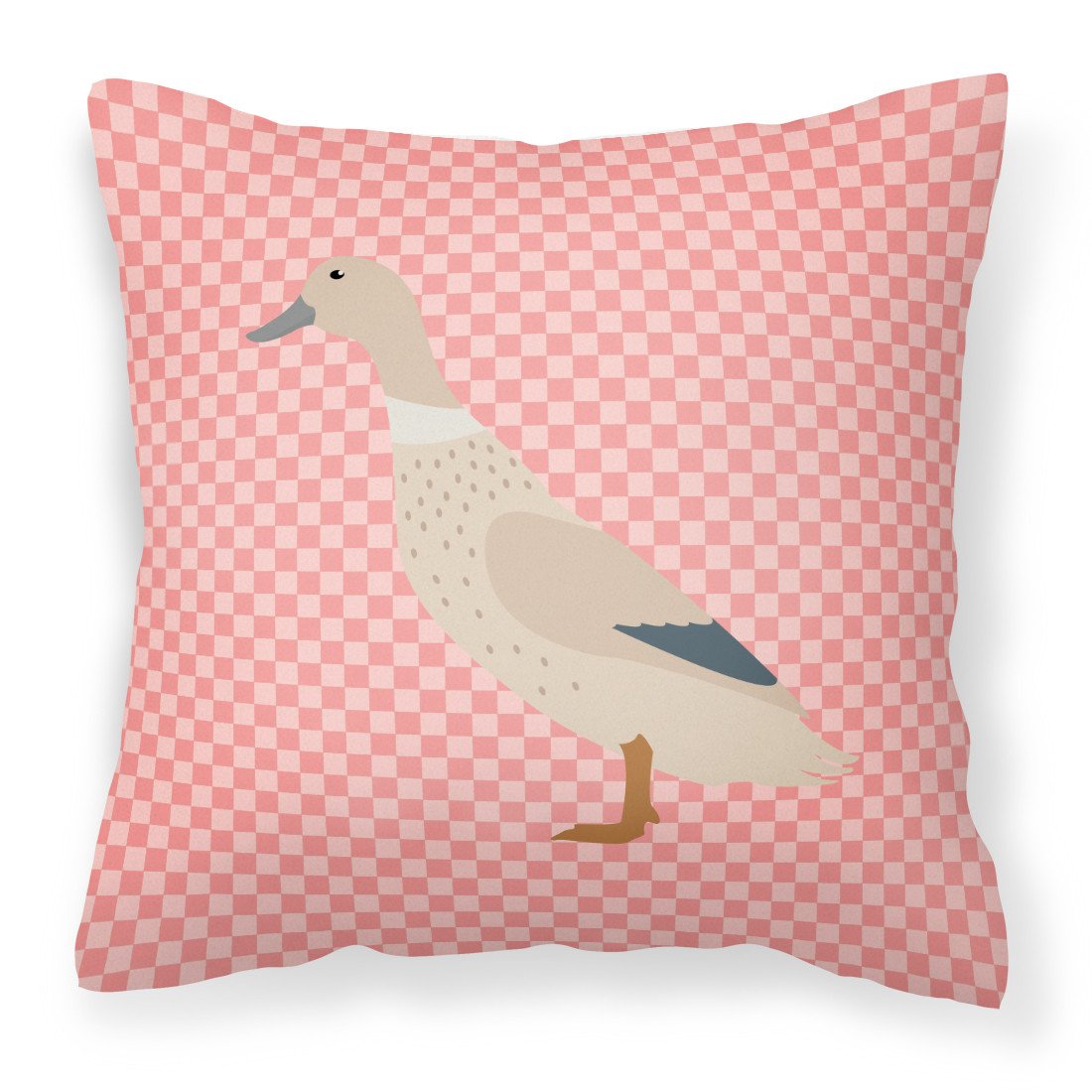 West Harlequin Duck Pink Check Decorative Throw Pillow 18x18 Indoor Outdoor Accent Cushion, Fabric Cover with Insert for Sofa, Bed, Porch & Living Room