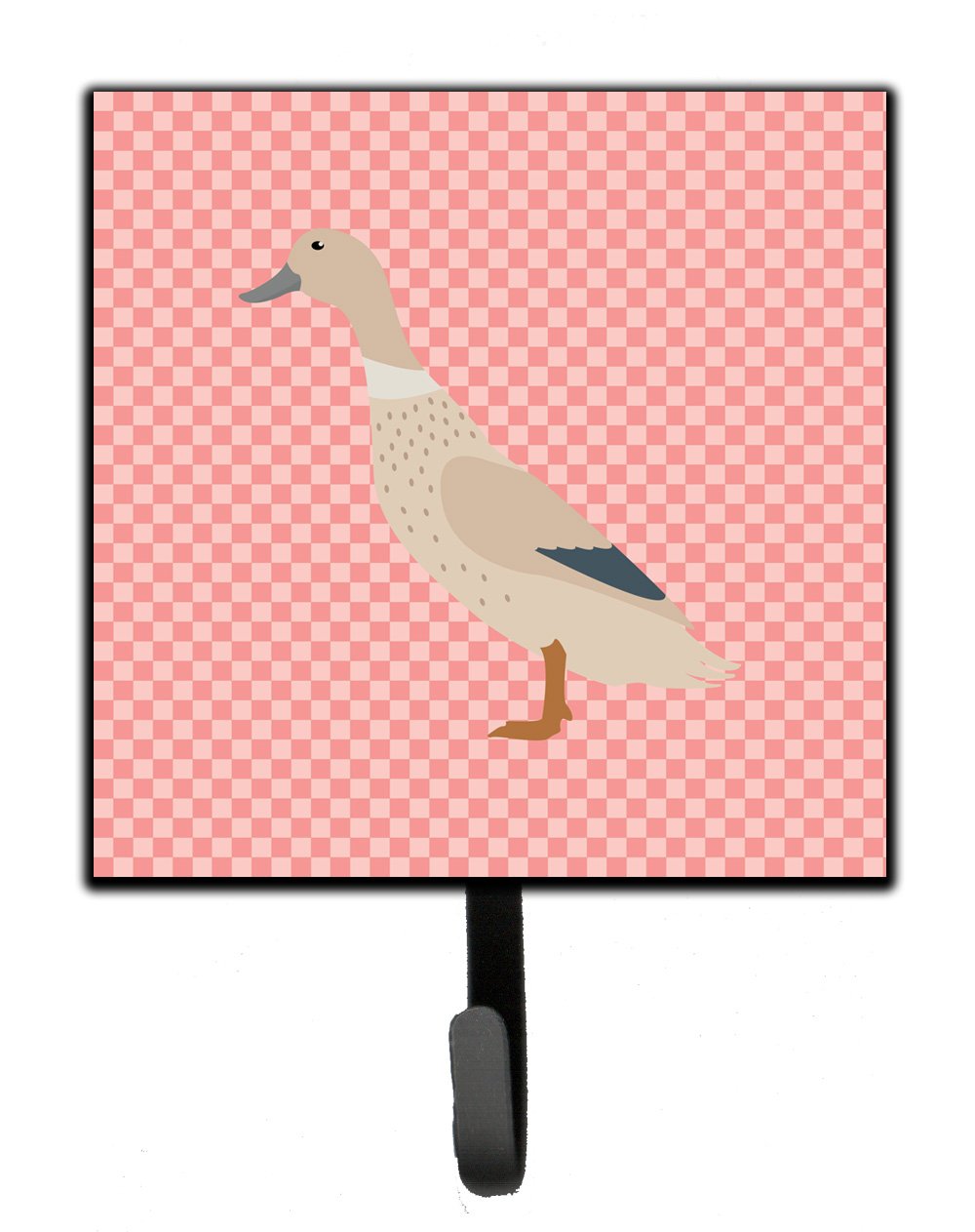 West Harlequin Duck Pink Check Leash or Key Holder Wall Hooks, Key Hooks Holder, Coat Rack Wall Mount, Coat Hooks, Hooks for Hanging Keys, Towels, Aprons, Leashes