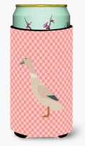 West Harlequin Duck Pink Check Tall Boy Hugger Can Cooler Sleeve Machine Washable Drink Collapsible Insulator Beverage Insulated Holder