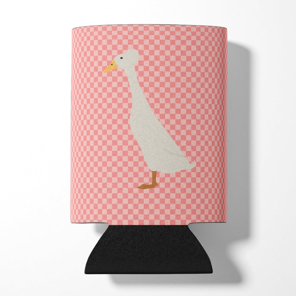 Bali Duck Pink Check Can or Bottle Hugger Cooler Sleeve for Standard 12 oz Cans, Insulated Foam Beer & Soda Can Hugger Reusable
