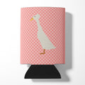 Bali Duck Pink Check Can or Bottle Hugger Cooler Sleeve for Standard 12 oz Cans, Insulated Foam Beer & Soda Can Hugger Reusable