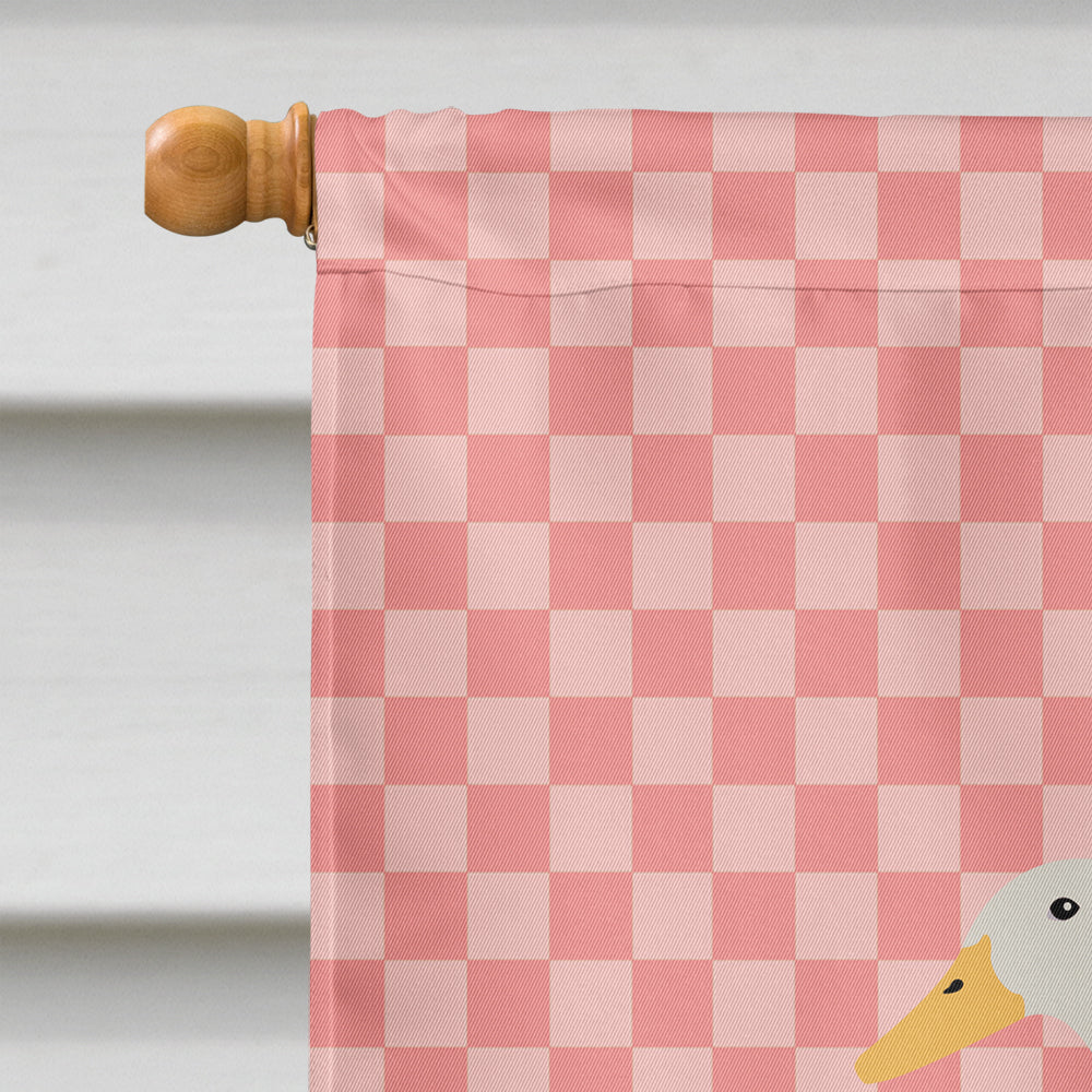 Bali Duck Pink Check House Flag 28x40 Porch Sleeve Pole Decorative Outside Yard Banner Artwork Wall Hanging, Polyester