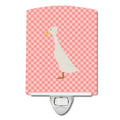 Bali Duck Pink Check Ceramic Night Light Compact, UL-Certified, Ideal for Bedroom, Bathroom, Nursery, Hallway, Kitchen, 6x4x3, Multicolor