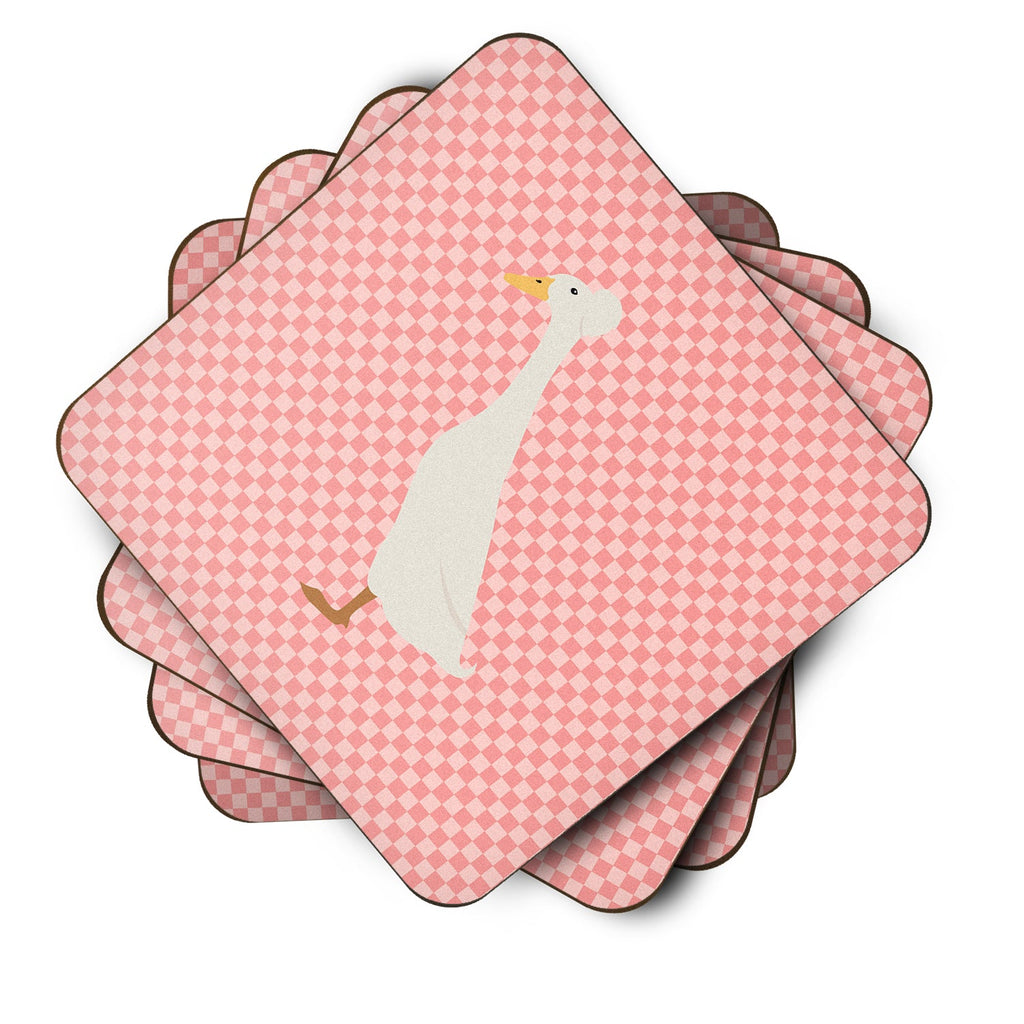 Bali Duck Pink Check Foam Coasters Set of 4 Cup Coasters for Indoor Outdoor, Tabletop Protection, Anti Slip, Mouse pad Material