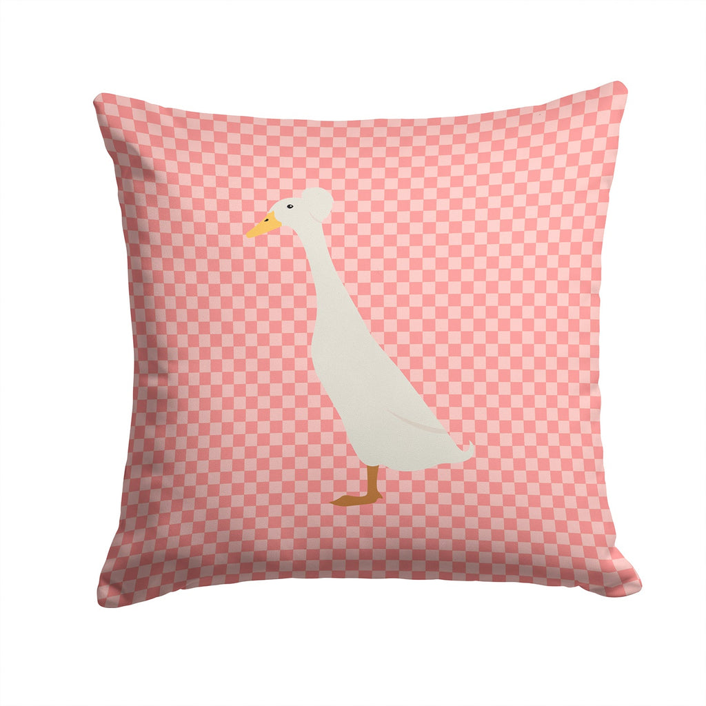 Bali Duck Pink Check Decorative Throw Pillow 14x14 Indoor Outdoor Accent Cushion, Fabric Cover with Insert for Sofa, Bed, Porch & Living Room
