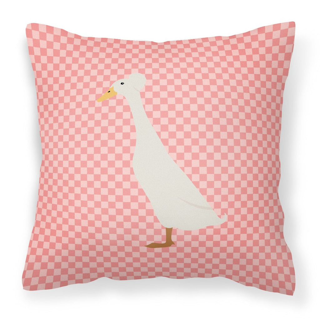 Bali Duck Pink Check Decorative Throw Pillow 18x18 Indoor Outdoor Accent Cushion, Fabric Cover with Insert for Sofa, Bed, Porch & Living Room