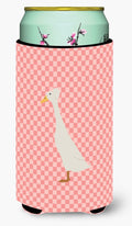 Bali Duck Pink Check Tall Boy Hugger Can Cooler Sleeve Machine Washable Drink Collapsible Insulator Beverage Insulated Holder