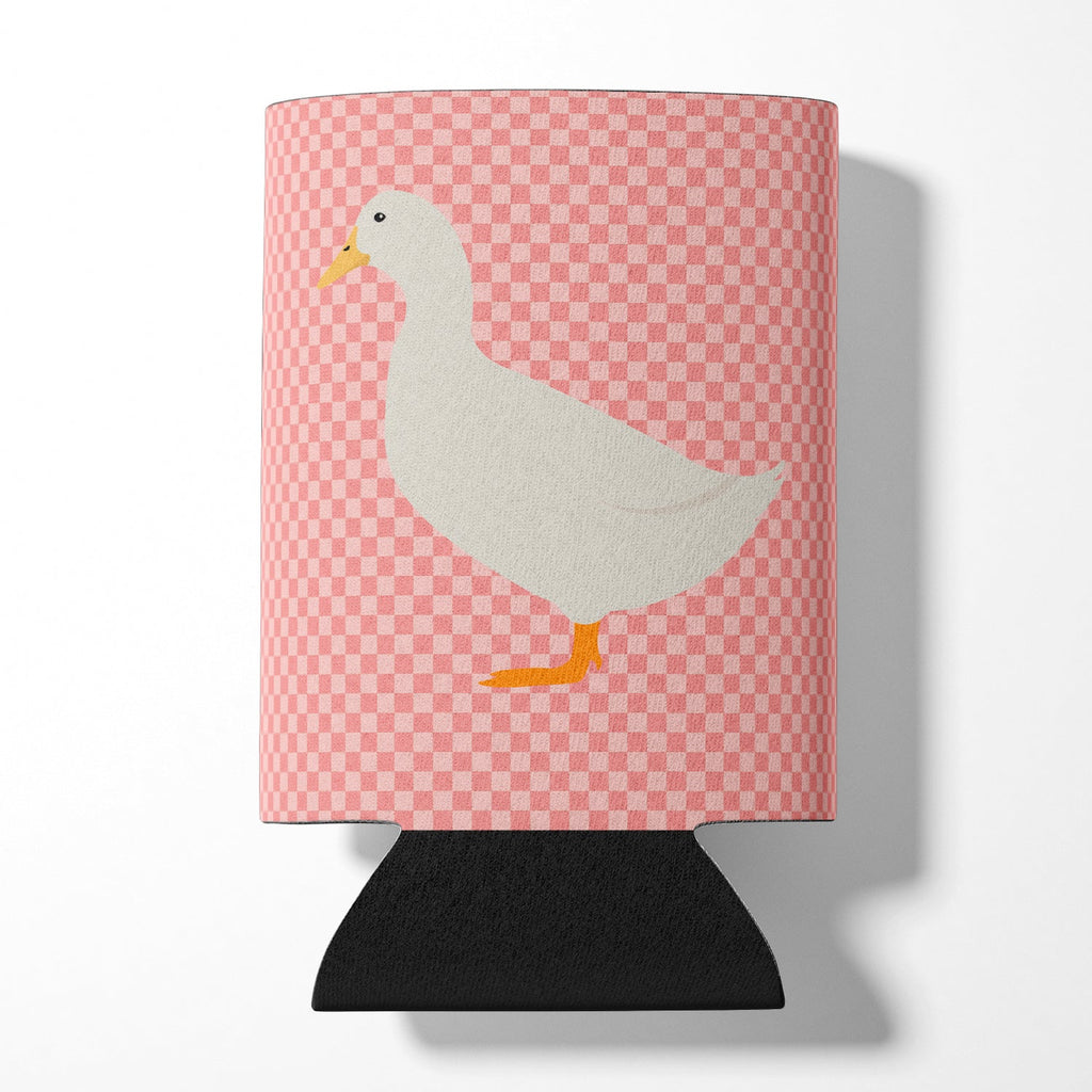 American Pekin Duck Pink Check Can or Bottle Hugger Cooler Sleeve for Standard 12 oz Cans, Insulated Foam Beer & Soda Can Hugger Reusable