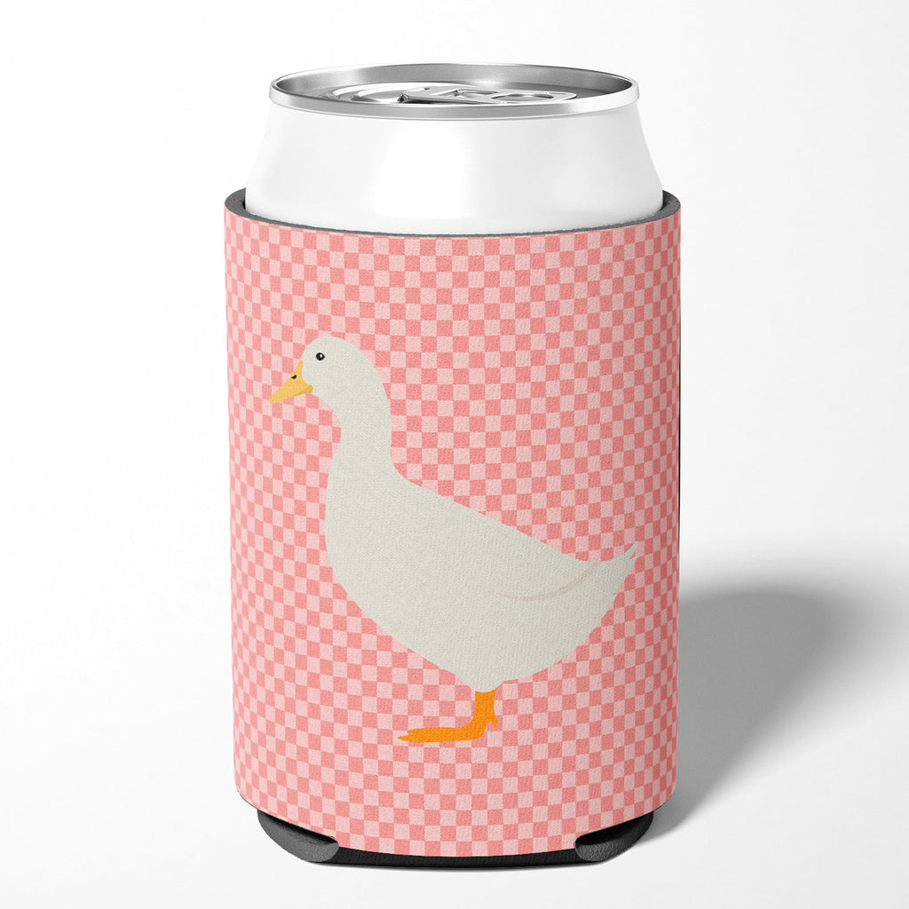 American Pekin Duck Pink Check Can or Bottle Hugger Cooler Sleeve for Standard 12 oz Cans, Insulated Foam Beer & Soda Can Hugger Reusable