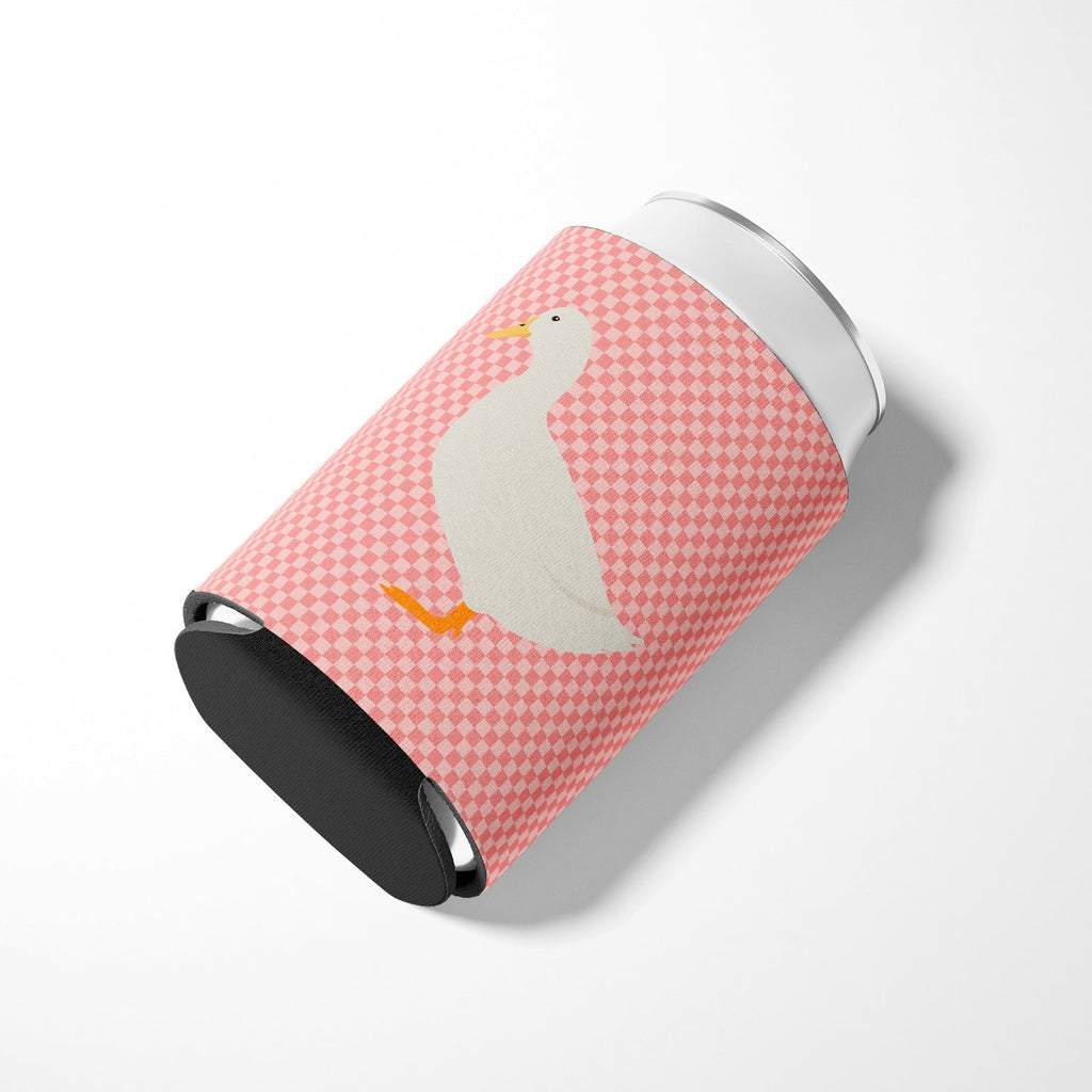 American Pekin Duck Pink Check Can or Bottle Hugger Cooler Sleeve for Standard 12 oz Cans, Insulated Foam Beer & Soda Can Hugger Reusable