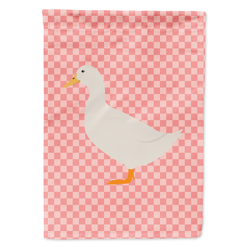 American Pekin Duck Pink Check House Flag 28x40 Porch Sleeve Pole Decorative Outside Yard Banner Artwork Wall Hanging, Polyester