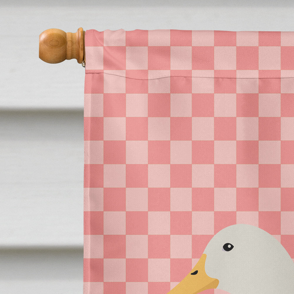 American Pekin Duck Pink Check House Flag 28x40 Porch Sleeve Pole Decorative Outside Yard Banner Artwork Wall Hanging, Polyester