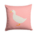 American Pekin Duck Pink Check Decorative Throw Pillow 14x14 Indoor Outdoor Accent Cushion, Fabric Cover with Insert for Sofa, Bed, Porch & Living Room