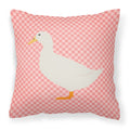 American Pekin Duck Pink Check Decorative Throw Pillow 18x18 Indoor Outdoor Accent Cushion, Fabric Cover with Insert for Sofa, Bed, Porch & Living Room