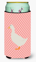 American Pekin Duck Pink Check Tall Boy Hugger Can Cooler Sleeve Machine Washable Drink Collapsible Insulator Beverage Insulated Holder