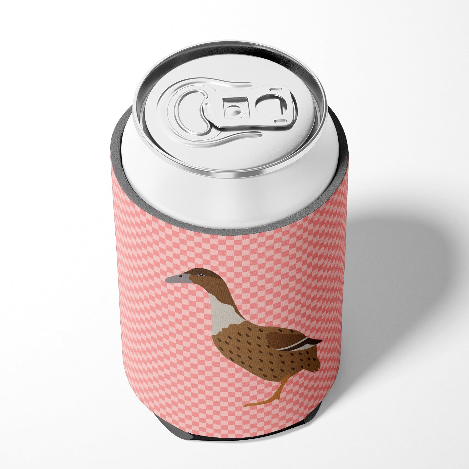 Dutch Hook Bill Duck Pink Check Can or Bottle Hugger Cooler Sleeve for Standard 12 oz Cans, Insulated Foam Beer & Soda Can Hugger Reusable